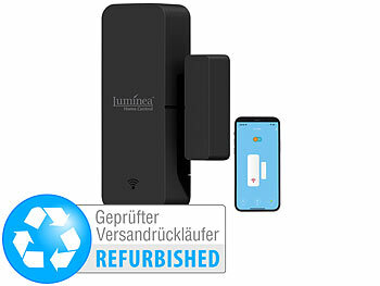 Alexa-Türsensoren: Luminea Home Control WLAN-Tür- und -Fensteralarm, weltweiter App-Zugriff, Versandrückläufer 