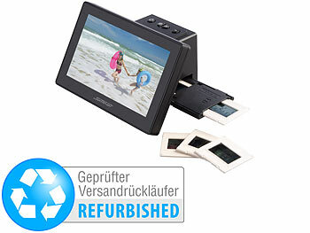 Diascanner mit SD-Slots: Somikon Stand-Alone-Dia- & Negativscanner, 17,8 cm, Versandrückläufer