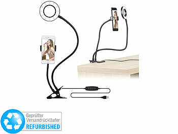 Somikon Selfie-Ringlicht mit Smartphone-Halterung, Versandrückläufer