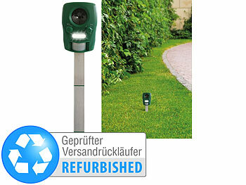 Ultraschall-Abwehr: Exbuster Ultraschall-Solar-Tierschreck mit Blitzlicht, Versandrückläufer