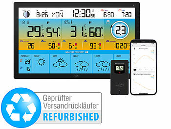 Wetterstation Logger: infactory Jumbo-Funk-Wetterstation mit WLAN, Außensensor, Versandrückläufer
