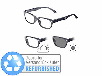 Brille mit Schutzhülle: infactory Selbsttönende Lesebrille mit UV-Schutz 400, Versandrückläufer
