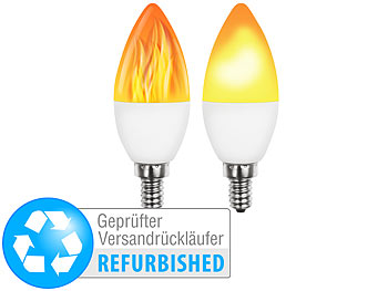 Flammen-Glühbirnen E14: Luminea 2er-Set LED-Lampen mit Flammeneffekt, Versandrückläufer