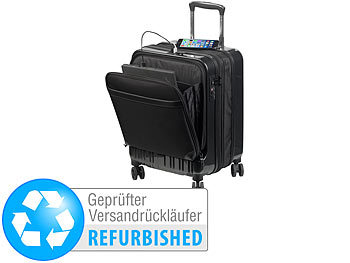 Koffer mit Powerbank: Xcase Handgepäck-Trolley mit Dehnfalte, Versandrückläufer