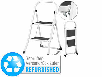 Trittleiter klappbar: AGT Ultrakompakte Stahl-Trittleiter mit 2 Stufen Versandrückläufer
