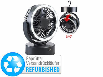 Wohnwagen Ventilator: Sichler 3in1-Akku-Camping-Ventilator; LED-Licht, Versandrückläufer