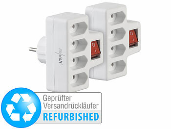 4-fach-Eurosteckdosen: revolt 2er-Set 4-fach-Euro-Steckdose mit Ein/Aus-Schalter, Versandrückläufer