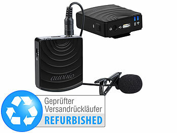 2,4-GHz-Funkmikrofon-Sets mit Empfänger für 3,5-mm-Klinkenanschluss: auvisio Digital Funkmikrofon & -Empfänger-Set, Klin.2, 4GHz, Versandrückläufer