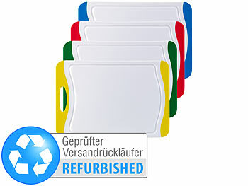 Gemüse-Schneidebretter: Rosenstein & Söhne 4er-Set Schneidebretter in 4 Farben, Versandrückläufer