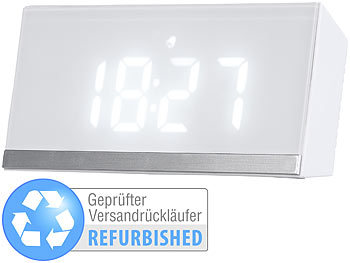 LED-Uhr-Wecker: infactory Dimmbare Funk-LED-Tischuhr Versandrückläufer
