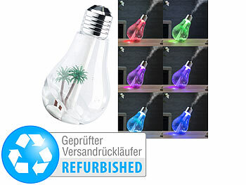 Luftreiniger-LED: Carlo Milano Luftbefeuchter im Glühbirnen-Design, mit Farb-LEDs,Versandrückläufer