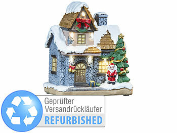 infactory Deko-Weihnachtshaus, Santa Claus, LED-Beleuchtung,Versandrückläufer