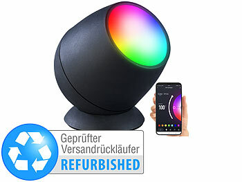 WiFi-LED-Lampe Alexa: Luminea Home Control Smarte WLAN-Stimmungsleuchte, RGB-CCT-LEDs, 210lm, Versandrückläufer