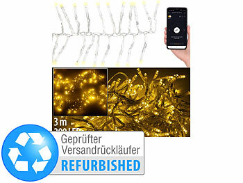 Lunartec LED-Lichterketten Strom: Smarte WLAN-LED-Büschel-Lichterkette, 300 LEDs, App,Versandrückläufer (App gesteuerte Lichterketten)
