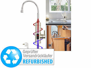 Elektrischer Wasserhahn: Rosenstein & Söhne 2in1-Edelstahl-Armatur & Durchlauferhitzer, Versandrückläufer