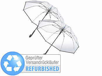 Regenschirm Hochzeit: Carlo Milano 2er-Set transparente Stock-Regenschirme, Versandrückläufer