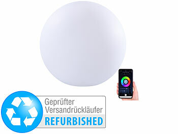 Rasen-Gartenbeleuchtung: Luminea Home Control WLAN-Akku-Leuchtkugel mit RGBW-LEDs und App, Versandrückläufer