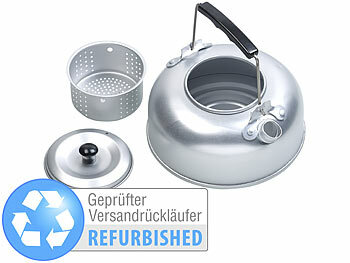 Water and Cooking Kettle: Semptec Camping-Kessel aus Aluminium mit Tee-Sieb, Versandrückläufer