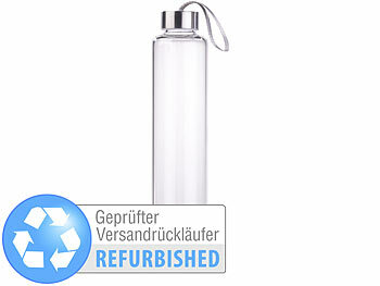 Glasflasche Trinkflasche: PEARL Trinkflasche aus Borosilikat-Glas, 550 ml, Versandrückläufer