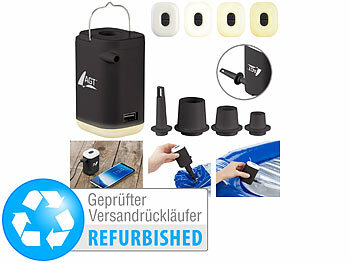 Akku Luftpumpe Powerbank: AGT Mini-4in1-Akku-Luftpumpe, 4 Aufsätze, Versandrückläufer 