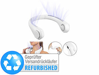 Kopfhörer Ventilator: infactory Mobiler Akku-Doppelventilator zum Umhängen, Versandrückläufer