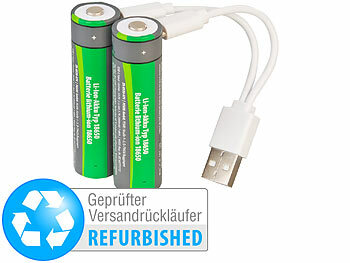 Akkuzellen 18650: tka 2er-Set Li-Ion-Akkus Typ 18650 mit USB-C, Versandrückläufer