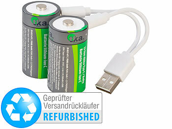 tka 2er-Set Li-Ion-Akkus Typ C mit USB-C, Versandrückläufer