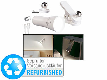 Leselampen Wand: Lunartec 3in1-Akku-Wand-, Klemm- und Taschenlampe, Versandrückläufer