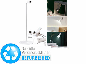 Lunartec 4in1-Akku-Tisch-, Wand-, Klemm- und Taschenlampe,Versandrückläufer 