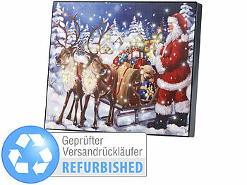 Bilder Leinwand: infactory LED-Bild "Weihnachtsmann mit Rentierschlitten", Versandrückläufer 