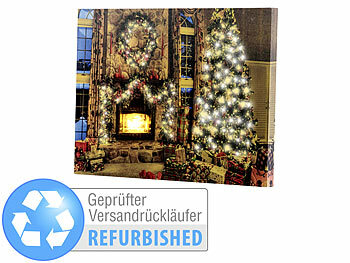 LED-Wandbild Weihnachten: infactory Wandbild "Weihnachtliches Kaminzimmer", Versandrückläufer