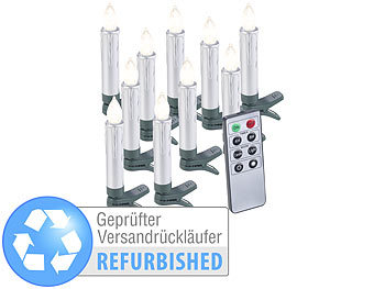 LED-Kerzen Christbaum: Lunartec 10er-Set LED-Weihnachtsbaum-Kerzen Versandrückläufer