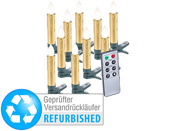 Kerzen Christbäume: Lunartec 10er-Set LED-Weihnachtsbaum-Kerzen, Fernbedienung (Versandrückläufer)