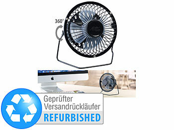 Tisch-Ventilator Akku: Sichler Mini-Akku-Tischventilator, Vollmetall, 3 Stufen, Versandrückläufer