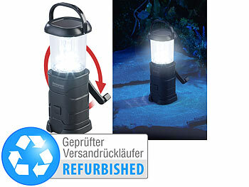 & (Campinglampe Semptec Dynamo, Solar und Solar- & lädt Versandrückläufer Dynamo-Lampen: per LED-Camping-Laterne, Kurbel) USB, Solar