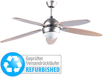 Ventilator Deckenleuchte: Sichler Deckenventilator mit Holzflügeln & Beleuchtung, Ø 132 cm (refurbished)