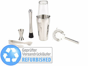 Rosenstein & Söhne Boston-Cocktailshaker-Set aus Edelstahl, Versandrückläufer