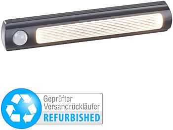 Schrank-Leuchten: Luminea Batterie-LED-Schrankleuchte, PIR- & Lichtsensor, Versandrückläufer