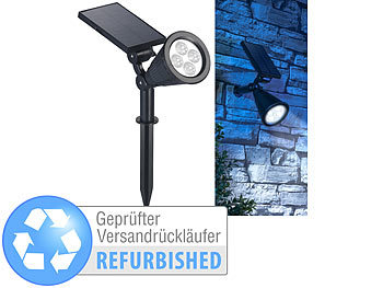 Solar LED Strahler: Luminea Solar-LED-Spot mit Erdspieß für Garten & Co, 200 Lu.,Versandrückläufer