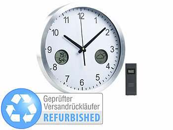 Funkuhren Wanduhr Küche: St. Leonhard Funk-Wanduhr mit digitaler Wetterstation Versandrückläufer