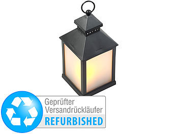 Deko Laterne mit LED: Lunartec LED-Laterne mit realistischem Flammenspiel und Timer,Versandrückläufer