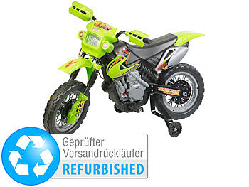 Roller ride-On Fahrzeug Dreirad Kinderelektroauto: Playtastic Kinder-Elektromotorrad mit Stützrädern, Versandrückläufer