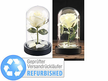 LED-Beleuchtete Rose: Lunartec Edle Kunst-Rose mit LED-Beleuchtung, Versandrückläufer