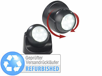 runde Taschenlampen: Luminea 2er-Set kabellose LED-Strahler, Bewegungssensor, Versandrückläufer