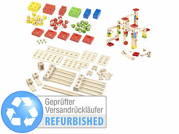 Baukasten-Spiele: Playtastic Großer Kugelbahn-Bausatz aus Holz, 100-teilig, Versandrückläufer