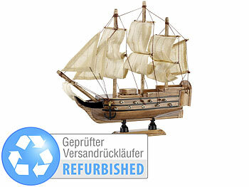 Modellbau-Schiff Holz: Playtastic 70-teiliger Schiff-Bausatz Flaggschiff aus Holz,Versandrückläufer