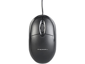 Kabel Maus: PEARL Optische USB-Maus mit 3 Tasten und 1.000 dpi, kabelgebunden, schwarz