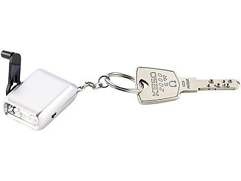 PEARL Mini-Dynamo-Taschenlampe mit Schlüsselanhänger