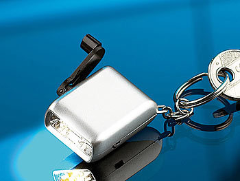 PEARL Mini-Dynamo-Taschenlampe mit Schlüsselanhänger