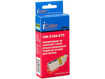 kompatible Tintenpatronen für Tintenstrahldrucker, Epson: iColor Tintenpatrone für Epson (ersetzt T2631 / 26XL), photo-black